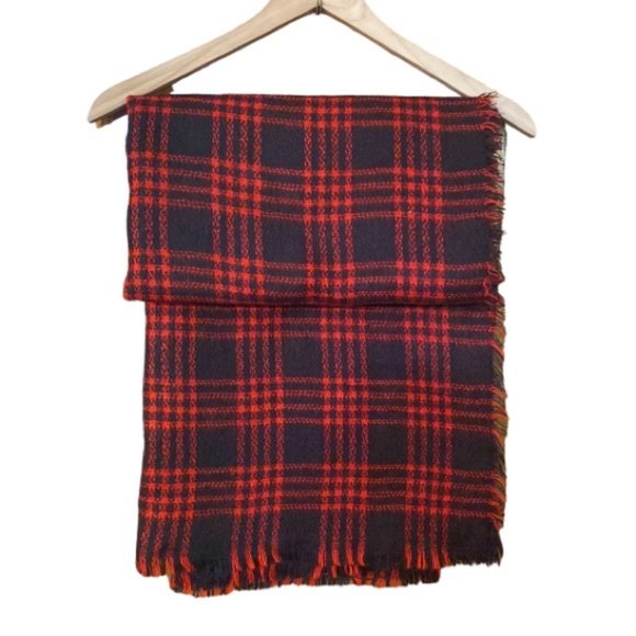 Accessories - Oversized Plaid Fringed Blanket Scarf